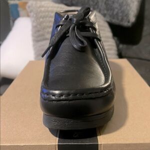 Black Loafers with Sturdy Rubber Sole and Textured Finish